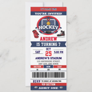 Persönliche Hockey-Spiel-Ticket-Geburtstagsfeier Einladung