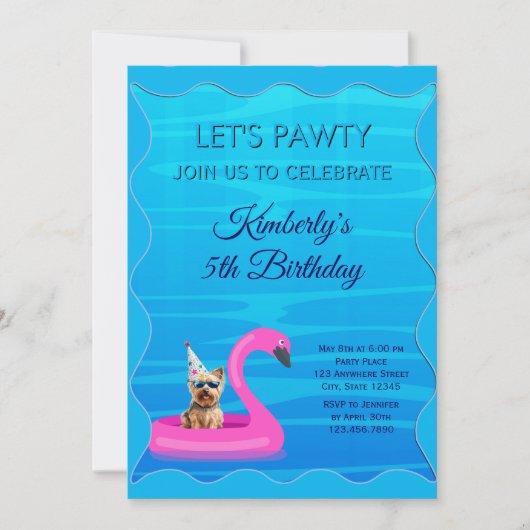 Persönliche Hundepool-Party Einladung (Vorderseite)