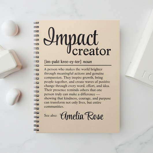 Persönliche Impact-Creator-Definition Notizblock
