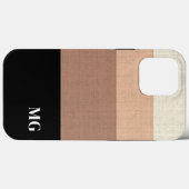 Persönliche Initialen schwarz und braun gestreift Case-Mate iPhone Hülle (Rückseite (Horizontal))