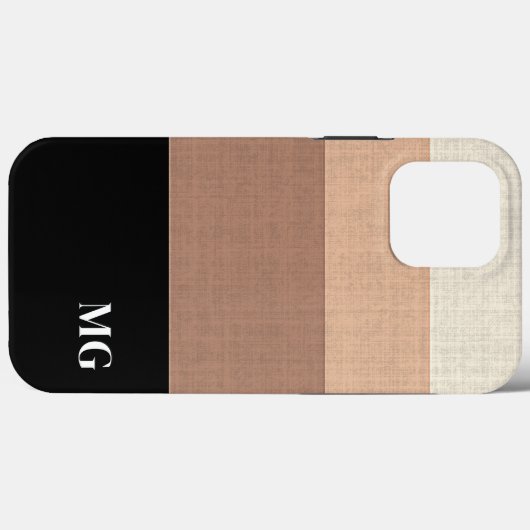Persönliche Initialen schwarz und braun gestreift Case-Mate iPhone Hülle (Rückseite (Horizontal))