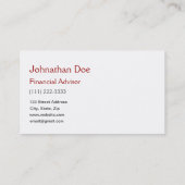 Persönliche Karte des Finanzberaters (Rückseite)