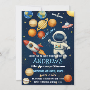 Persönliche Kinder im Weltraum Astronaut Geburtsta Einladung