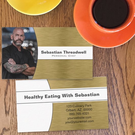 Persönliche Koch-Imitate Brushed Brass Custom Foto Visitenkarte