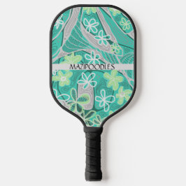 Persönliche kreative Blumen-Neuro-Kunst Teal Grün Pickleball Schläger