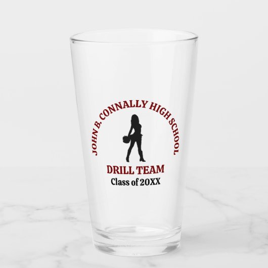 Persönliche Maroon High School Drill Team Tänzerin Glas (Vorderseite)