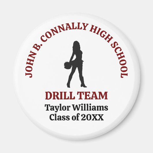 Persönliche Maroon High School Drill Team Tänzerin Magnet (Vorne)