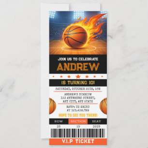 Persönliche moderne Basketball-Ticket-Geburtstags- Einladung
