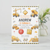 Persönliche moderne Baustellen-Geburtstagsfeier Einladung (Stehend Vorderseite)