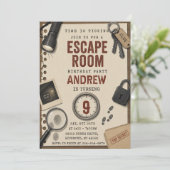 Persönliche moderne Escape-Room-Geburtstagsfeier Einladung (Stehend Vorderseite)