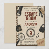 Persönliche moderne Escape-Room-Geburtstagsfeier Einladung (Vorne/Hinten)