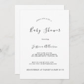 Persönliche moderne Minimalistische B&W Babydusche Einladung (Vorne/Hinten)