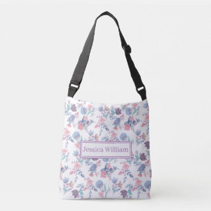 Persönliche moderne Wasserfarben Blue Hydrangeas F Tragetaschen Mit Langen Trägern