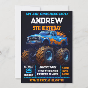 Persönliche Monster-Truck-Kinderparty-Geburtstag Einladung