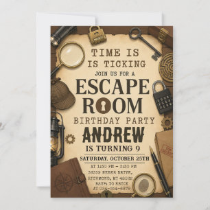 Persönliche Mystery Escape Room Geburtstagsfeier Einladung