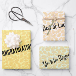 Persönliche Nachricht Golden Yellow Leaf Geschenkpapier Set