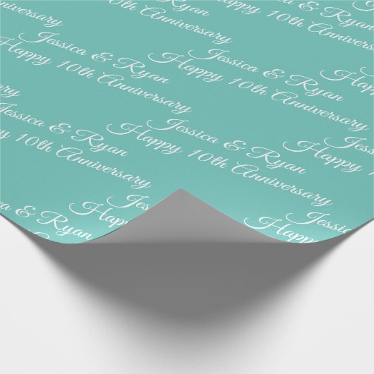 Persönliche Namen, glücklicher Jahrestag, Aquamari Geschenkpapier (Ecke)