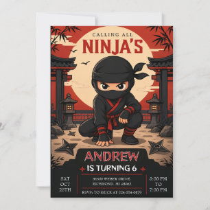 Persönliche Ninja-Geburtstagsfeier Einladung