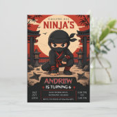Persönliche Ninja-Geburtstagsfeier Einladung (Stehend Vorderseite)