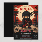 Persönliche Ninja-Geburtstagsfeier Einladung (Vorne/Hinten)