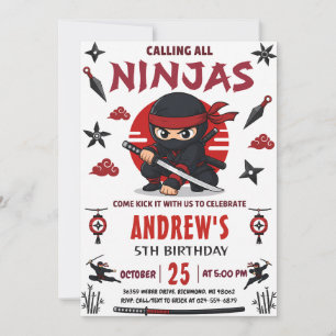 Persönliche Ninja Warrior Party Geburtstagsfeier Einladung