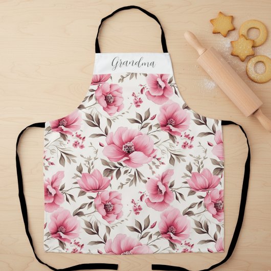 Persönliche Oma mit rosa Blumenmuster Schürze