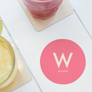 Persönliche Party im Zeichen des rosa Monogramms Runder Pappuntersetzer