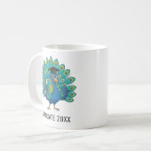 Persönliche Pfauen-Abschlussfeier Kaffeetasse (Vorderseite Links)
