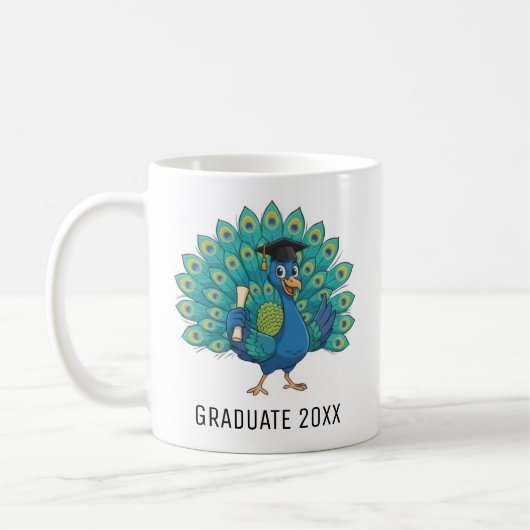 Persönliche Pfauen-Abschlussfeier Kaffeetasse (Links)