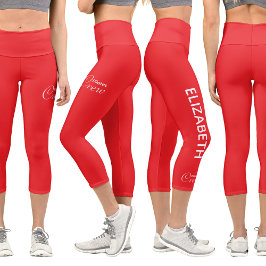 Persönliche Pilates-Crew Reformer / Mat Red Capri Leggings