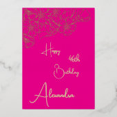 Persönliche Pink & Gold-Karte mit Namen und Alter Folieneinladung (Vorderseite)