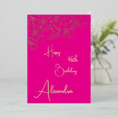 Persönliche Pink & Gold-Karte mit Namen und Alter  Folieneinladung (Stehend vorne)