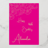 Persönliche Pink & Gold-Karte mit Namen und Alter  Folieneinladung (Vorderseite)