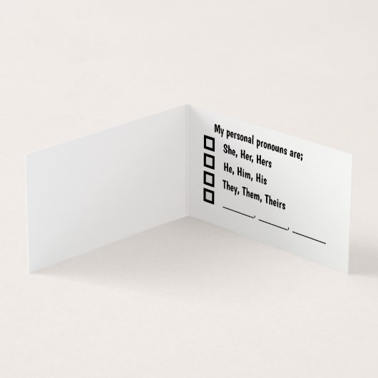 Persönliche Pronoun-Präferenzkarte Visitenkarten (Innenseite)