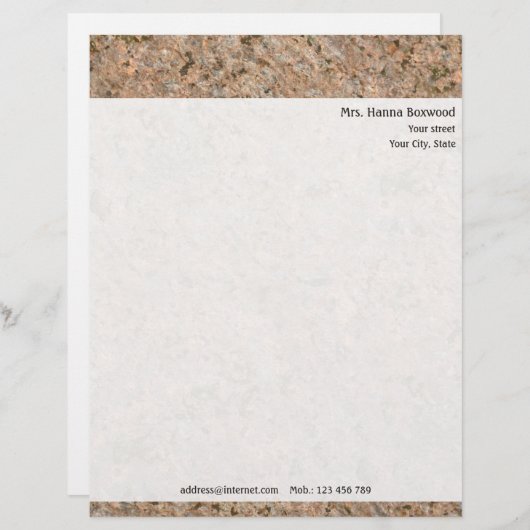 Persönliche Rocktextur mit Rücksendeadresse Briefkopf (Vorne/Hinten)