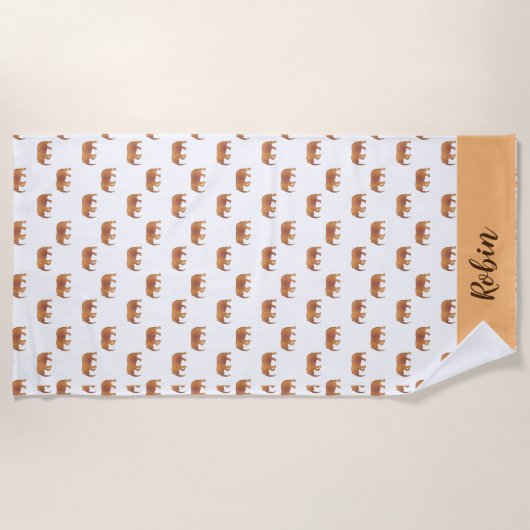 Persönliche rosa Elefanten Muster Gold Weiß Strandtuch (Vorderseite)