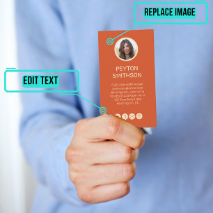 Persönliche Rufkarte: Orange Fotos für zwei Person Visitenkarte