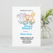 Persönliche Safari Baby Dusche Einladung (Stehend Vorderseite)