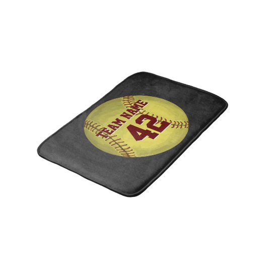 Persönliche Softball-Kunst Badematte (Schrägansicht)