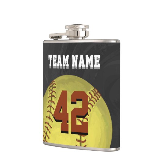 Persönliche Softball-Kunst Flachmann (Links)