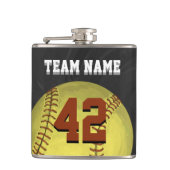 Persönliche Softball-Kunst Flachmann (Vorderseite)