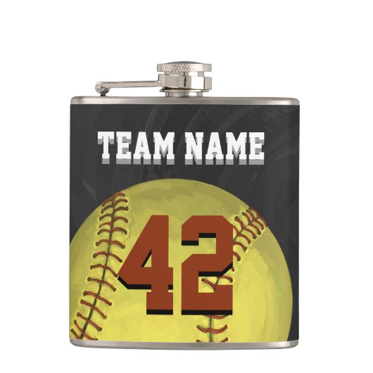 Persönliche Softball-Kunst Flachmann (Vorderseite)