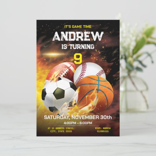 Persönliche Sportveranstaltungen - Gedruckte Einla Einladung (Stehend Vorderseite)