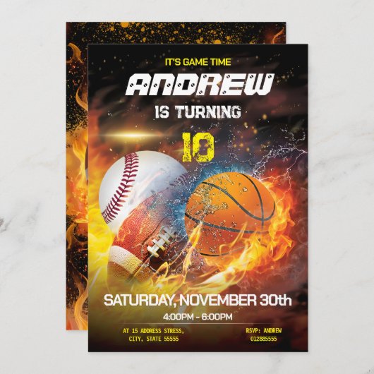 Persönliche Sportveranstaltungen - Gedruckte Einla Einladung (Vorne/Hinten)