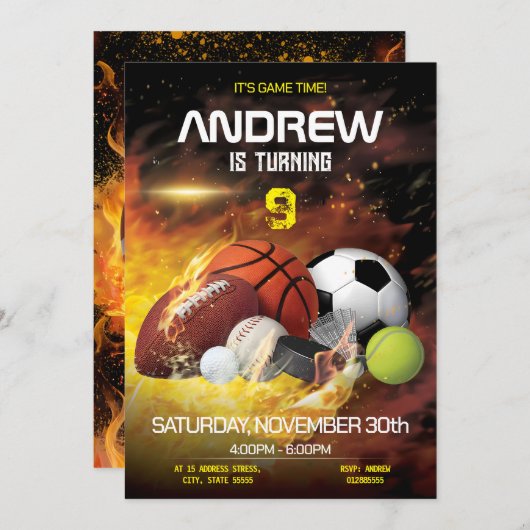 Persönliche Sportveranstaltungen - Gedruckte Einla Einladung (Vorne/Hinten)