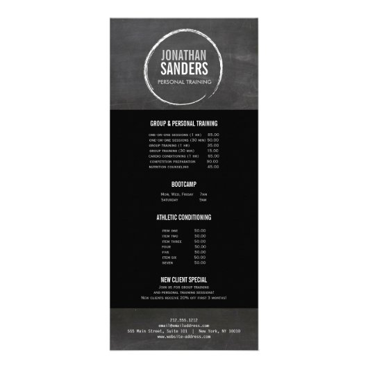 PERSÖNLICHE TRAINER SKETCH LOGO Rack Card Werbekarte (Vorne)