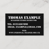 Persönliche Trainer-Visitenkarte Visitenkarte (Rückseite)