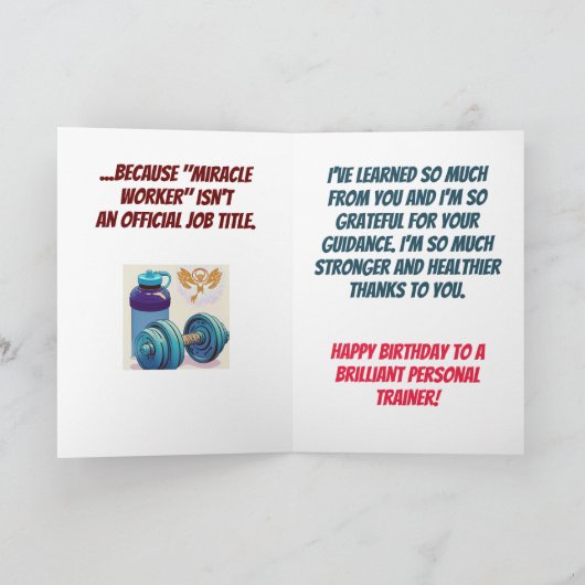 Persönliche Trainerin oder Trainerin Karte (Innenseite)