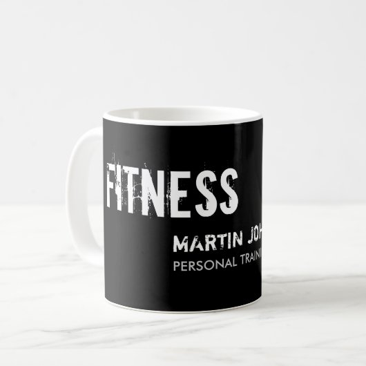 Persönliche Trainermarke für moderne Fitness Kaffeetasse (Vorderseite Links)