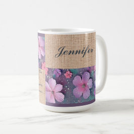 Persönliche Umarmung - farbenfrohe Glitzer-Blume Kaffeetasse